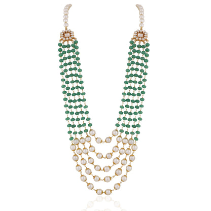 22kt gold plated golden white sea green pearl maala