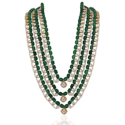 Indian Handcrafted jade beaded with jadtar stone Necklace maala for women pearl stone necklace