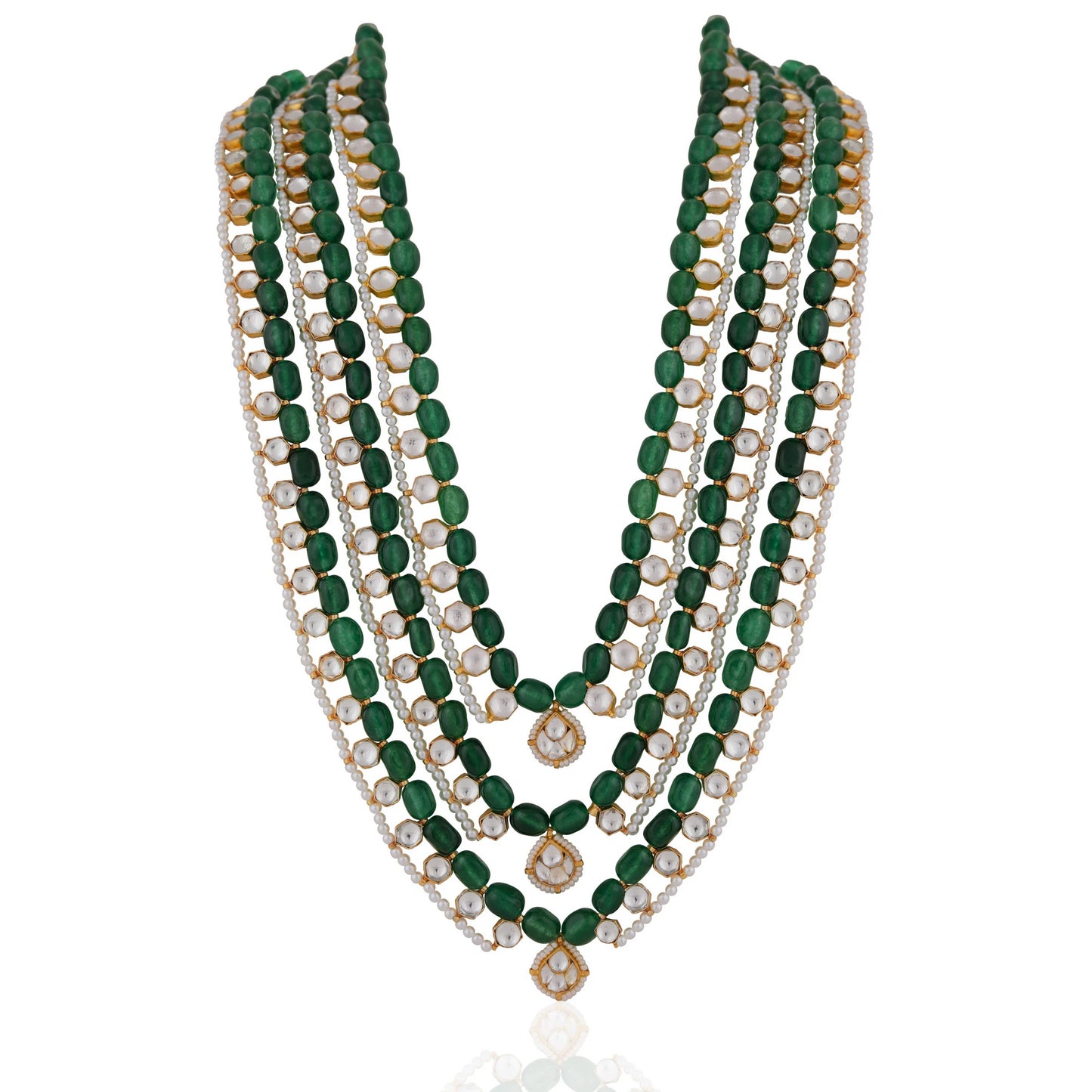 Indian Handcrafted jade beaded with jadtar stone Necklace maala for women pearl stone necklace