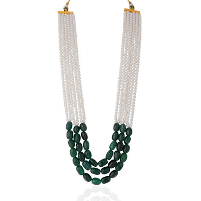 Emerald Green Beaded Necklace with pearl Maala Necklace