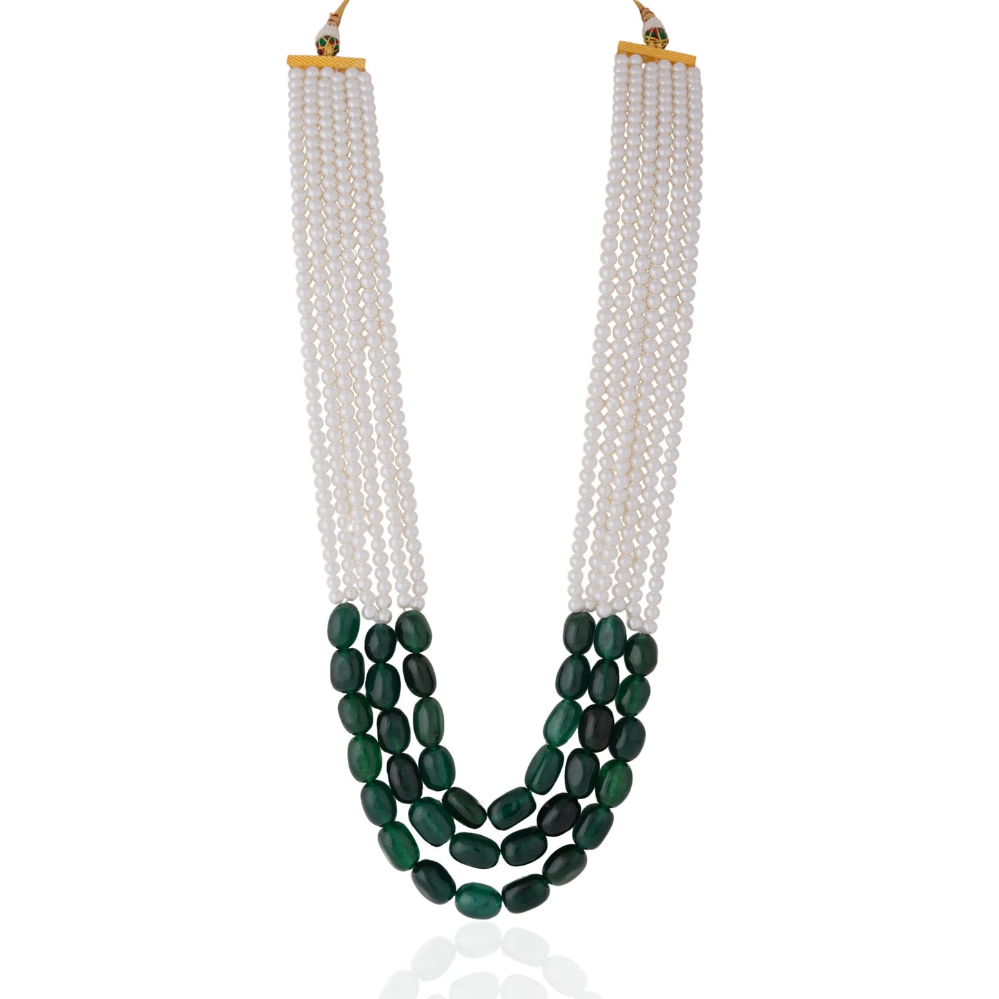 Emerald Green Beaded Necklace with pearl Maala Necklace