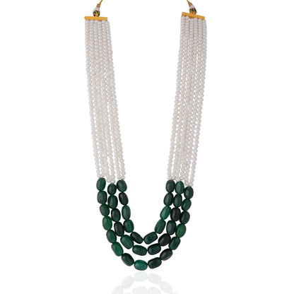 Emerald Green Beaded Necklace with pearl Maala Necklace