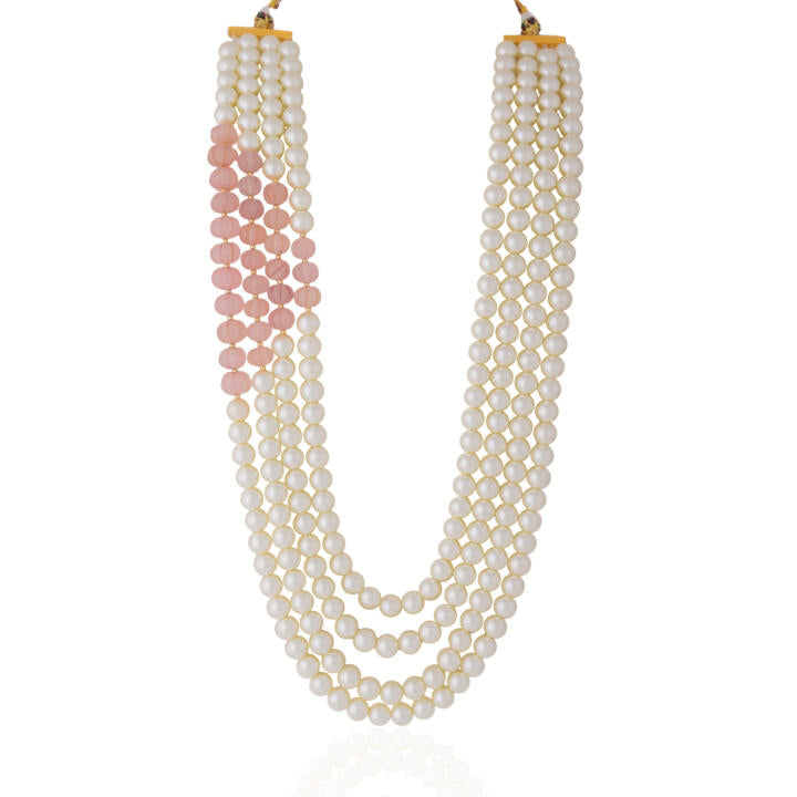Light Pink beaded with white pearl festival wear maala for women and girl