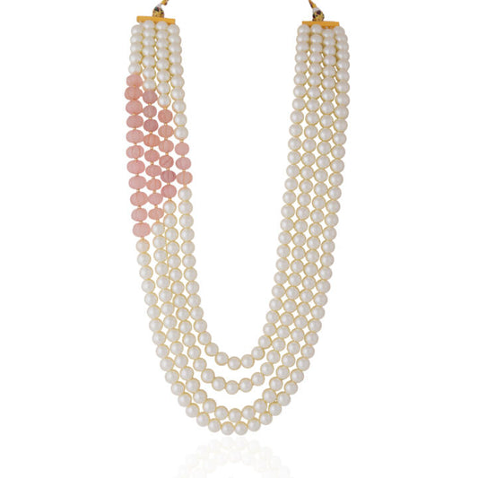 Light Pink beaded with white pearl festival wear maala for men