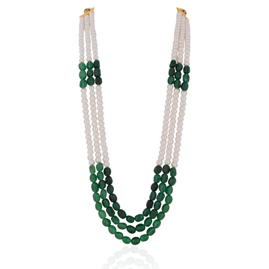 Emerald Green Beaded Maala three layered pearl Mala