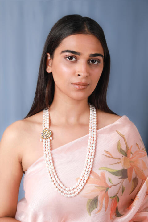 Elegant white long necklace jade gold plated Necklace alloy necklace
