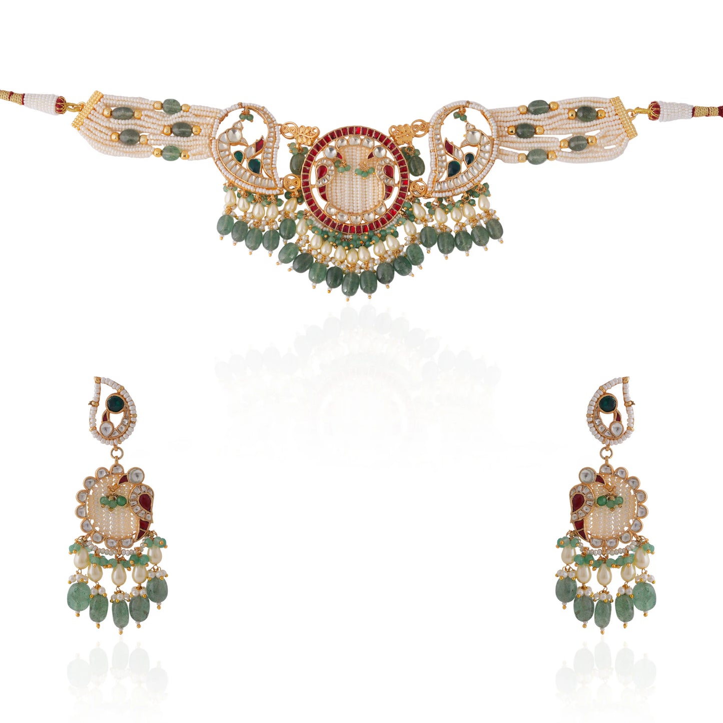 Designer Matt finish peacock choker set