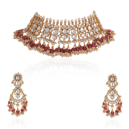 Light pink beads traditinal necklace set