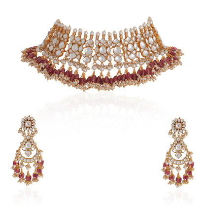 Light pink beads traditinal necklace set