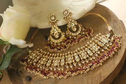 Light pink beads traditinal necklace set