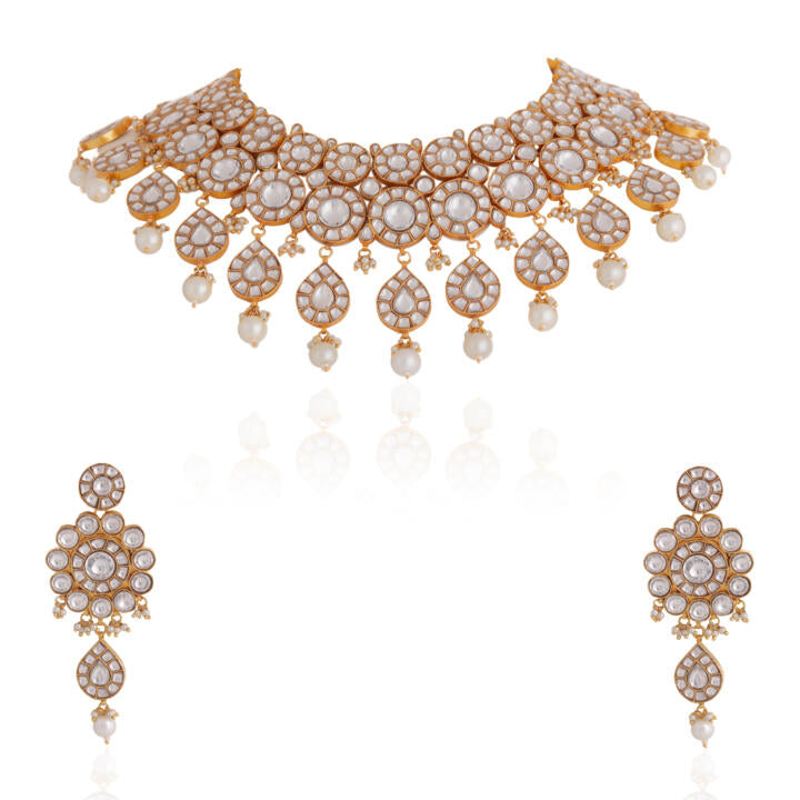 Riana-Heavy bridal set with jadtar stones and pearl/indian jewelery/wedding jewelery