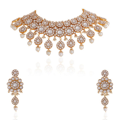 Riana-Heavy bridal set with jadtar stones and pearl/indian jewelery/wedding jewelery