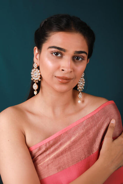 White pearls long earrings