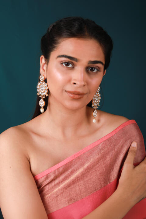 White pearls long earrings