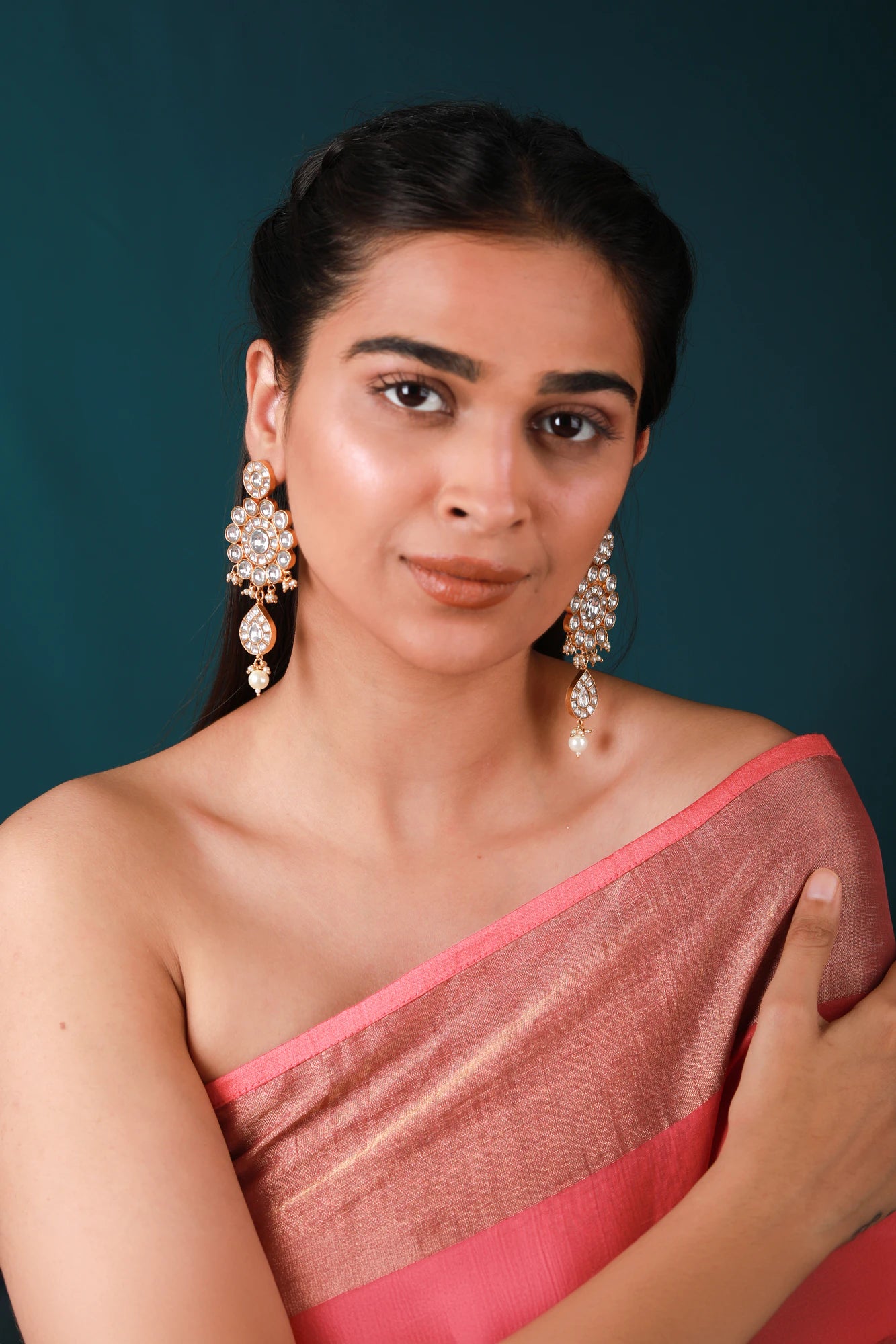 Riana-Heavy bridal set with jadtar stones and pearl/indian jewelery/wedding jewelery