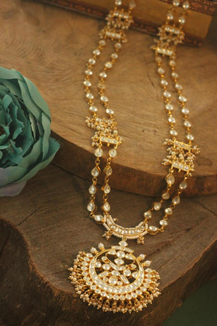 long jadau Bridal Groom maala with jadtar kundan stones in luxury  pendant design