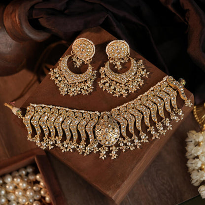 Gold plated pearl Neckalace set