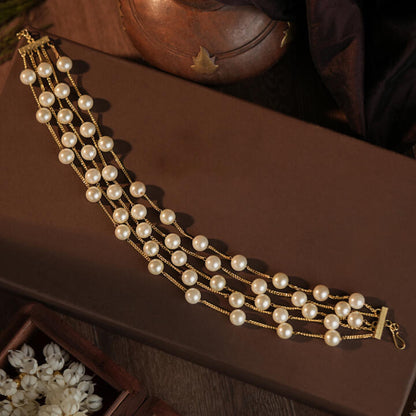 Gold plated pearl beaded jewellery set/choker set
