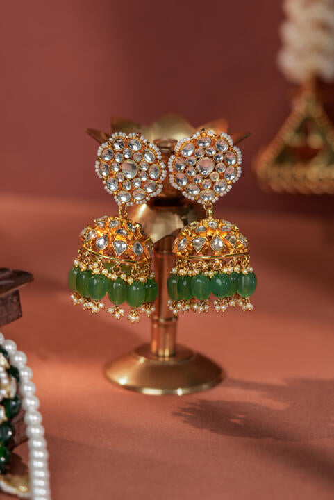 Jade green Bridal necklace with jhumki earrings