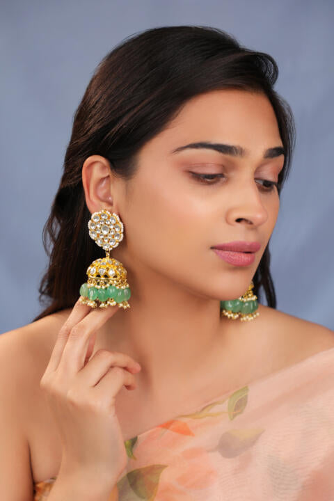 Jade green Bridal necklace with jhumki earrings