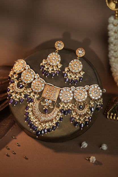 Royal heritage jadtar ensemble purple drop Necklace set