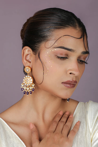 Royal heritage jadtar ensemble purple drop Necklace set