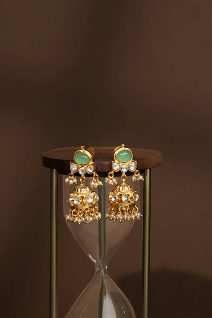 Traditional indian jewellery set with pearl and green beads