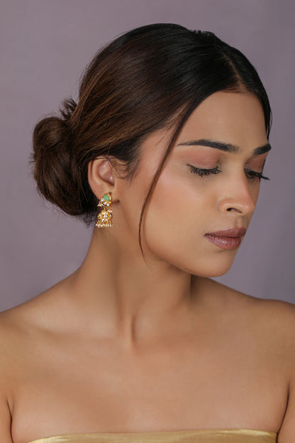 Traditional indian jewellery set with pearl and green beads