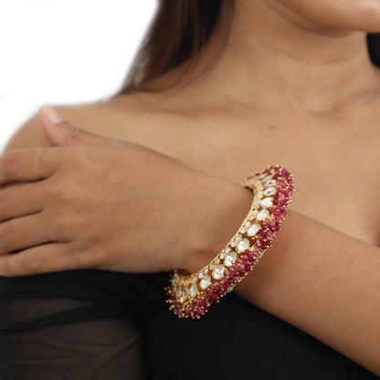 Pacheli Bangles In Rajasthani Style Beaded With Pastel Pink Beads(Single)