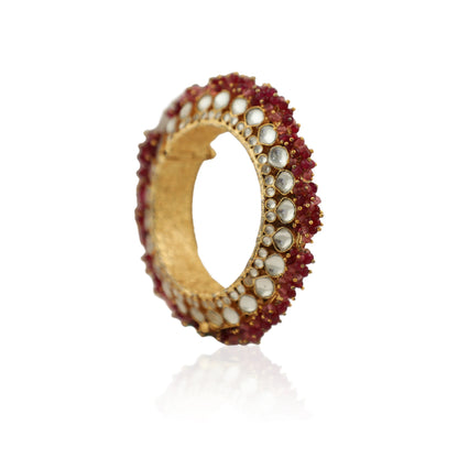Pacheli Bangles In Rajasthani Style Beaded With Pastel Pink Beads(Single)