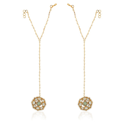 Delicate Hathful With Mother Of Pearl Of Stones And A Little Touch Of Pastel Green