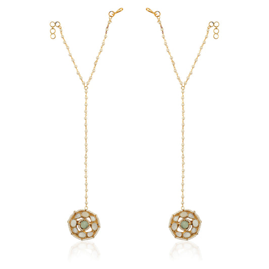 Delicate Hathful With Mother Of Pearl Of Stones And A Little Touch Of Pastel Green
