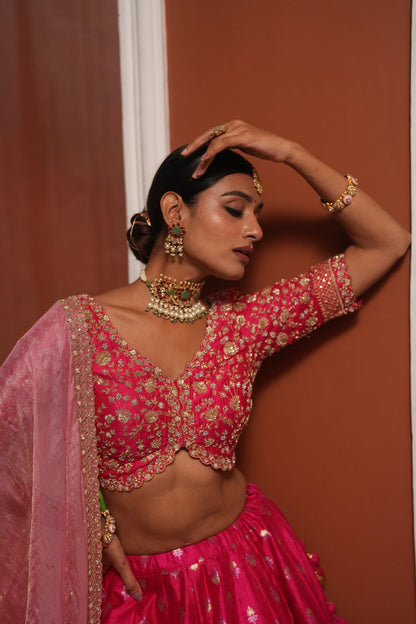 Pink And Green Meena Work Bangles (Single Pc)