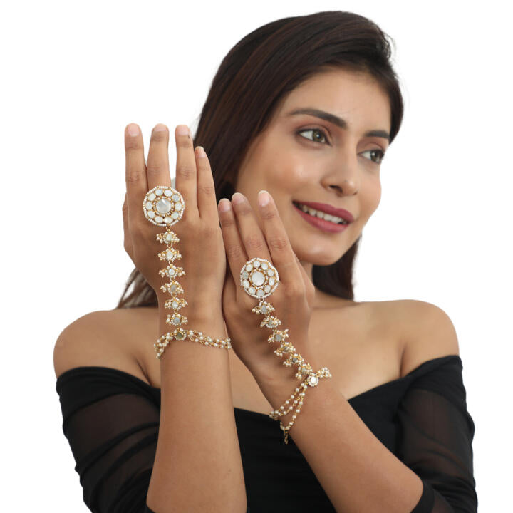 Floral Traditional Hathful In Mother Of Pearl (Pair)