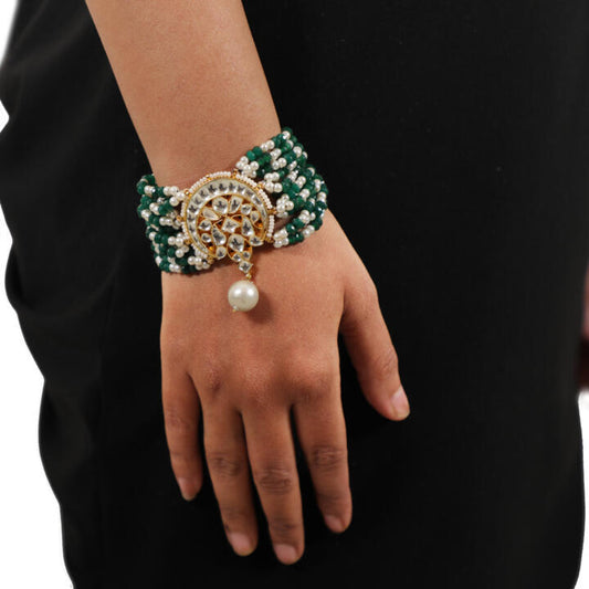 Women'S Wear Green And White Pearl Bracelet
