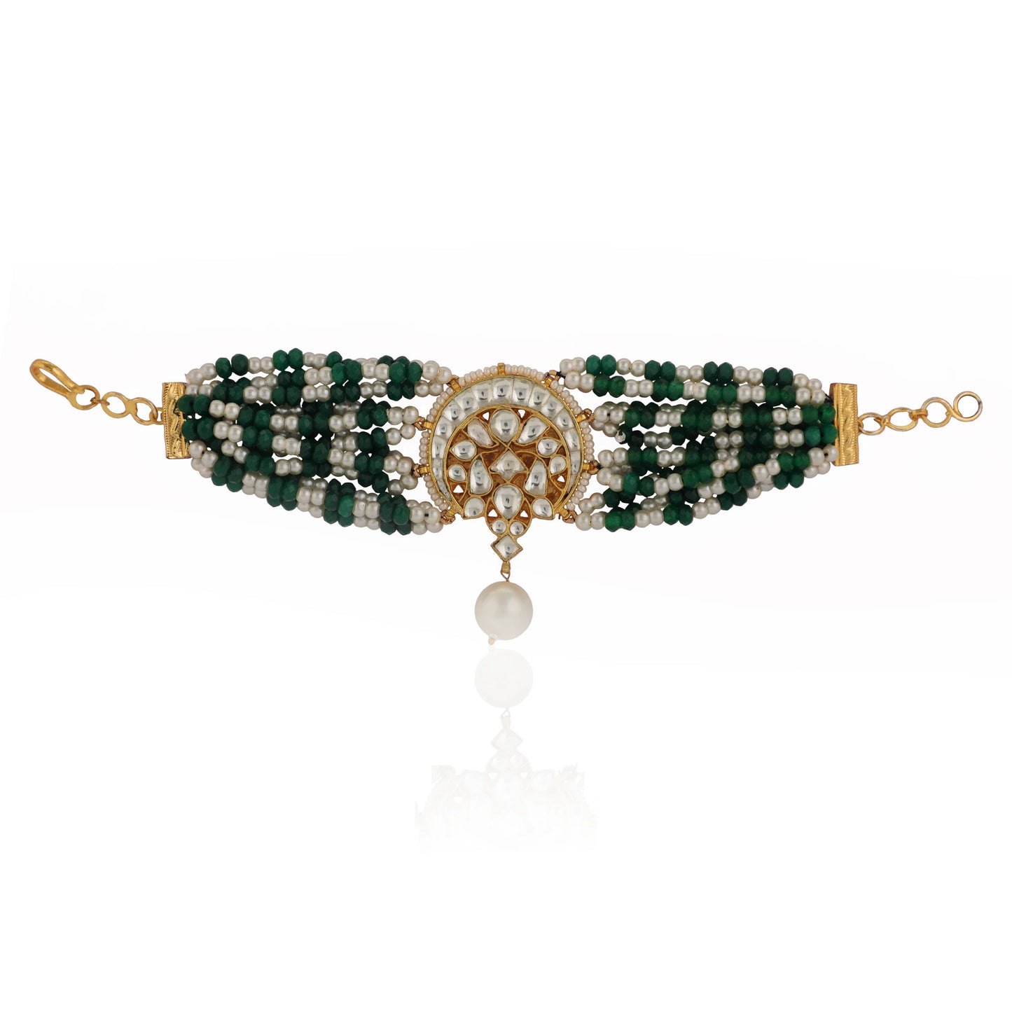 Women'S Wear Green And White Pearl Bracelet