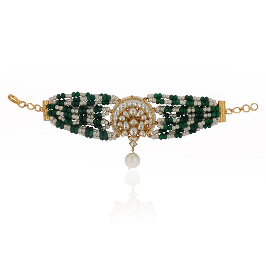 Women'S Wear Green And White Pearl Bracelet