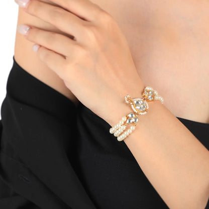 Indian Cultured White Pearl With Jadtar Stone Bracelet