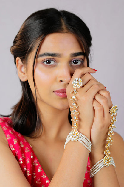 festive wear cum Bridal wear White floral hathphool/Hand harness (pair)