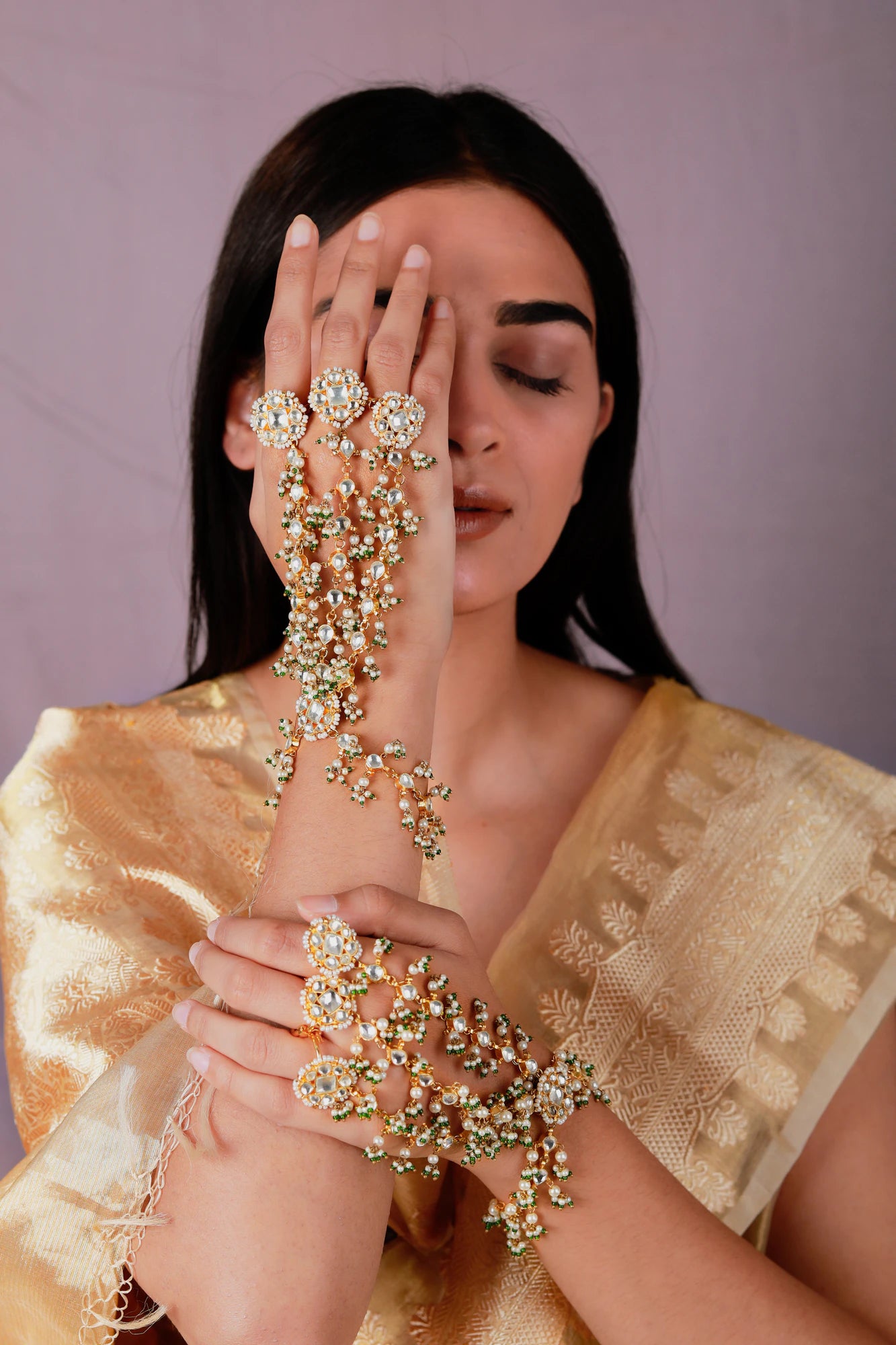 Indian bridal wear three layered Hathphool ( pair)
