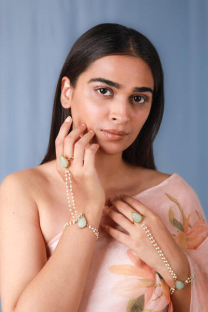 Pearl Hathphool,panja,hand harness,Indian jewellery