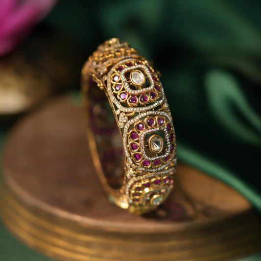 Designer multicolour jadau pink bangle for women((single pc))