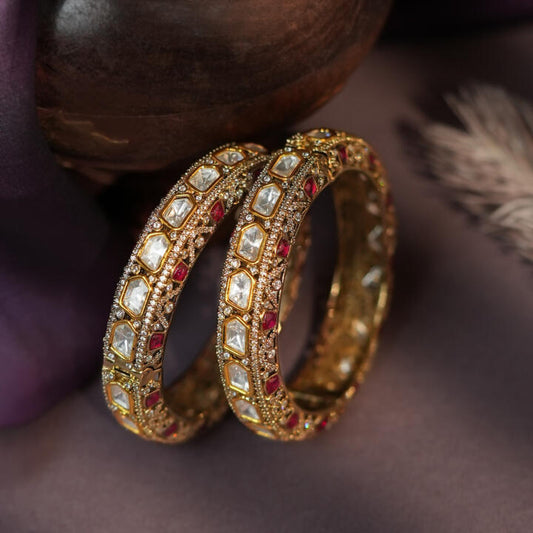 Pink white gold plated austrian stone bangle(single pc)