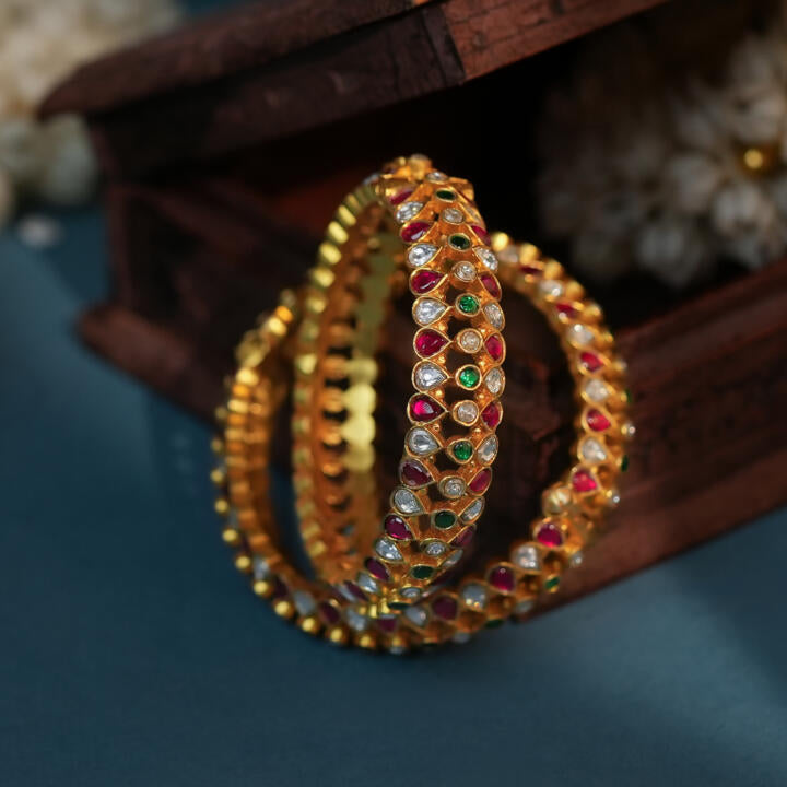 Designer multicolour jadau pink bangle for women((single pc))