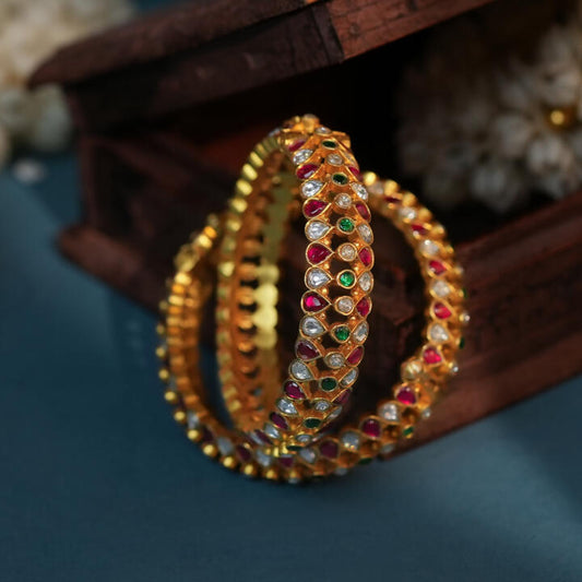 Designer multicolour jadau pink bangle for women((single pc))