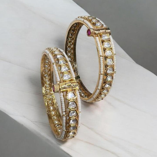 Premium quality mossainite stone gold plated bangle(Pair)