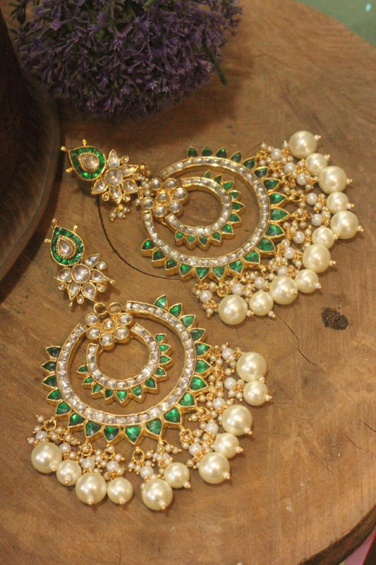 Green chandbaali with white pearl