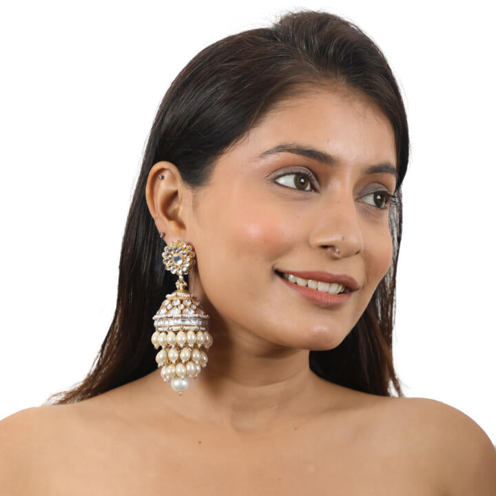 Jhumki Earings With Layers Of Pearls