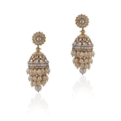 Jhumki Earings With Layers Of Pearls
