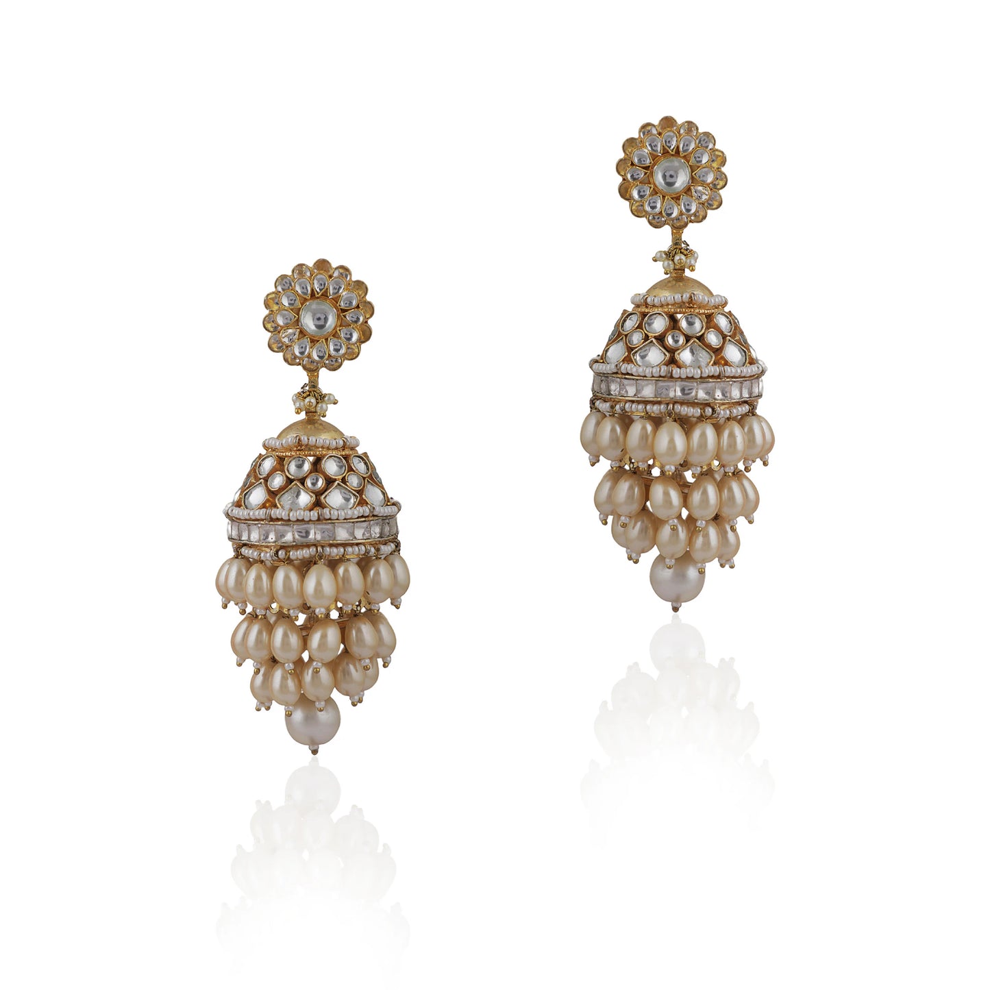 Jhumki Earings With Layers Of Pearls